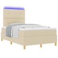 vidaXL LED box s pružinami s čelnou doskou Krémová 120 x 190 cm látka