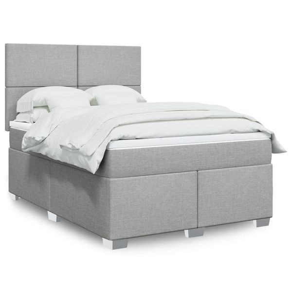 vidaXL Boxspring posteľ s matracom bledosivá 140x200 cm látka