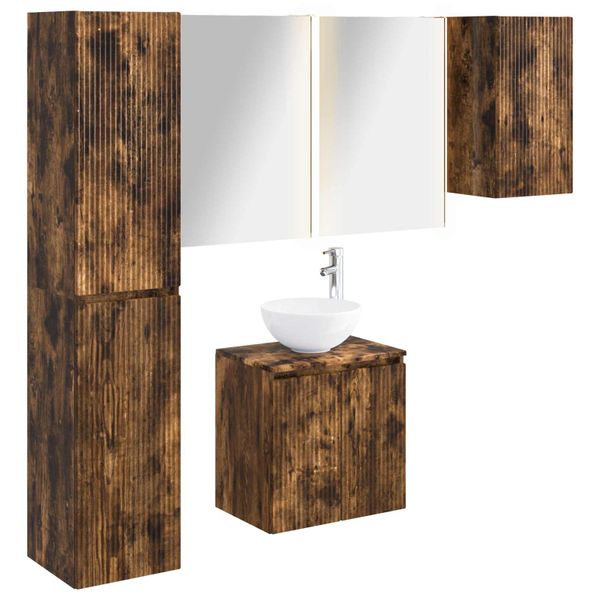vidaXL Set kabinetov do kúpeľne 5 pcs Dymový dub 53 x 15,5 x 70 cm