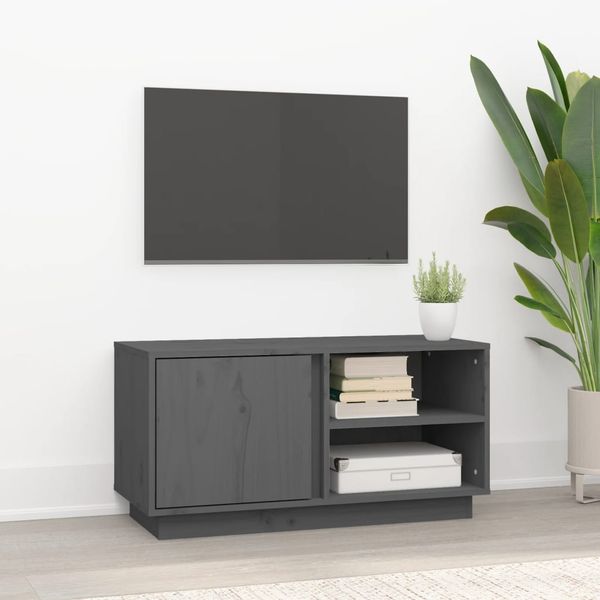 vidaXL TV skrinka sivá 80x35x40,5 cm masívna borovica