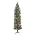 vidaXL Umelý chudý vianočný strom Zelená a biela 240 cm
