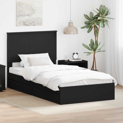vidaXL Úložná posteľ so zásuvkou Čierna 100 x 200 cm Kompozitné drevo