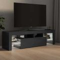 vidaXL TV skrinka s LED svetlami, lesklá sivá 140x36,5x40 cm