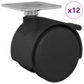 vidaXL Koliesko 12 ks Čierna 39,5 x 39,5 x 37,8 mm