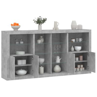 vidaXL Komoda s LED svetlami betónovo-sivá 202x37x100 cm
