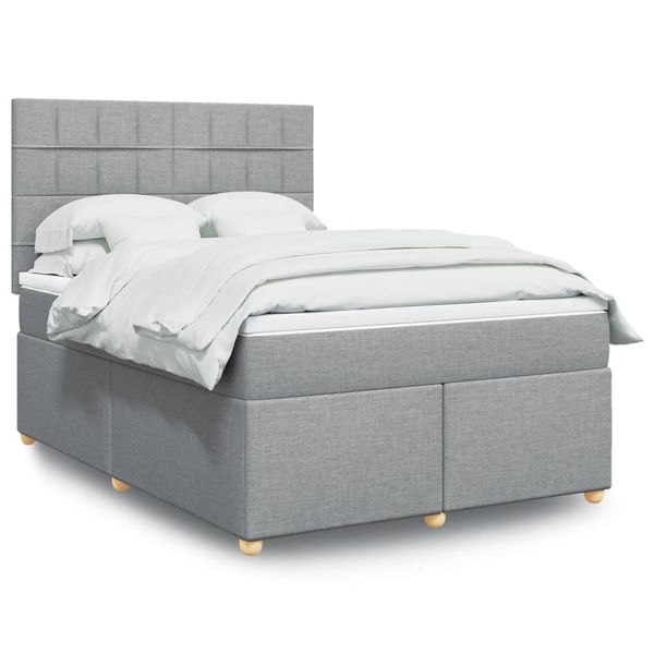 vidaXL Boxspring posteľ s matracom svetlosivá 100x200 cm látka