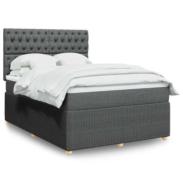 vidaXL Boxspring posteľ s matracom tmavosivá 140x200 cm látka