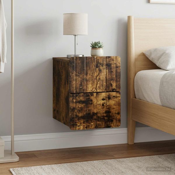 vidaXL Nástenná nočná skrinka 2 ks Dymový dub 33 x 34,5 x 43 cm