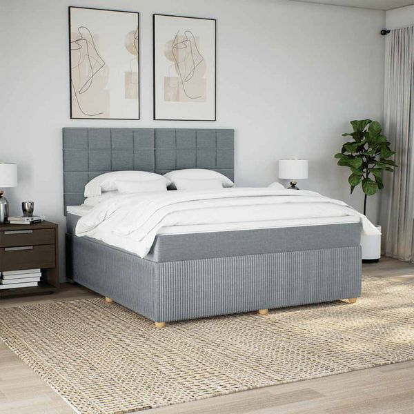 vidaXL Boxspring posteľ s matracom bledosivá 180x200 cm látka