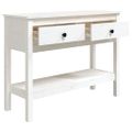 vidaXL Konzolový stolík biely 100x35x75 cm masívne borovicové drevo