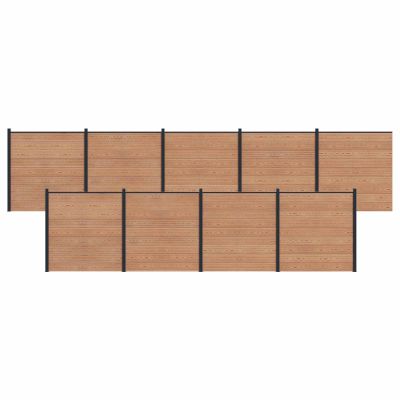 vidaXL Súprava plotov 9 pcs 1564 x 186 cm WPC a hliník Hnedá