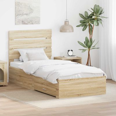 vidaXL Rám postele Sonoma dub a striebro 75 x 190 cm Kompozitné drevo