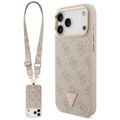 Guess 4G Triangle Logo & Big Strap Metal Buttons MagSafe puzdro pre iPhone 17 Pro Max ružová