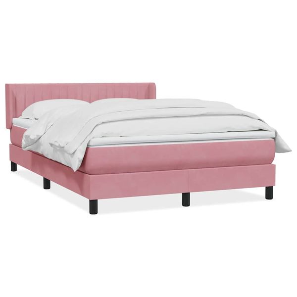 vidaXL Posteľný rám boxsping s matracom ružový 140x220 cm zamat