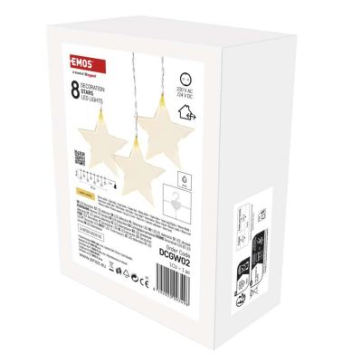 LED vianočný záves – hviezdy, 45x84 cm, vonkajší aj vnútorný, teplá biela