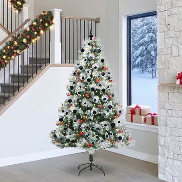 vidaXL Umelý vianočný stromček Zelená a biela 240 cm PVC, kov a plast