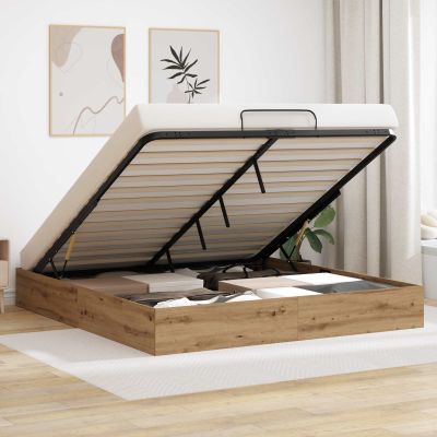 vidaXL Otomanový posteľný rám Remeselnícky dub 203 x 180 x 25 cm