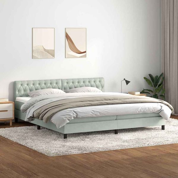 vidaXL Posteľný rám boxsping s matracom bledosivý 180x210 cm zamat