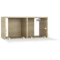 vidaXL Závesná TV skrinka biela a dub sonoma 60x30x30 cm