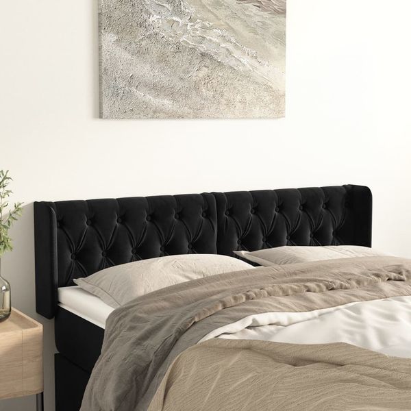 vidaXL Čelo postele so záhybmi čierne 163x16x78/88 cm zamat
