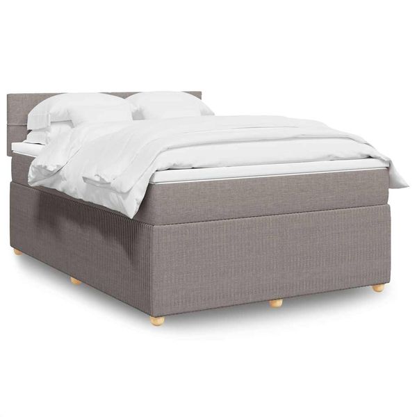 vidaXL Posteľný rám boxspring s matracom sivohned 140x200 cm látka