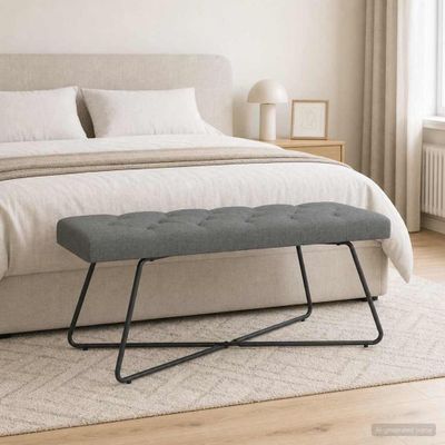 vidaXL Lavica s gombíkovým prešívaním Tmavosivá 110 x 40 x 46 cm Látka