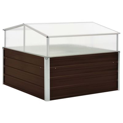 vidaXL Skleník hnedý 100x100x85 cm pozinkovaná oceľ