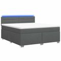 vidaXL Posteľ s boxspringom a matracom a LED Tmavosivá 160 x 200 cm