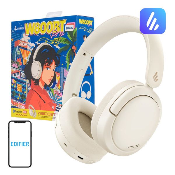 Edifier W800BT Pro Wireless Headphones, ANC Limited Edition (beige)