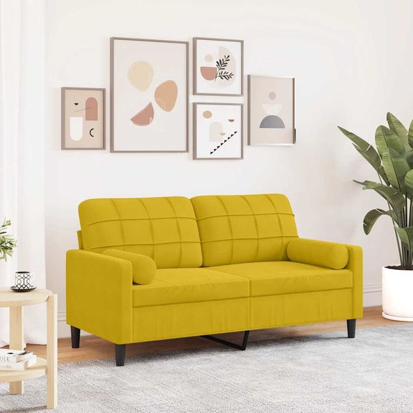 vidaXL 2-miestna pohovka s vankúšikmi žltá 140 cm zamat