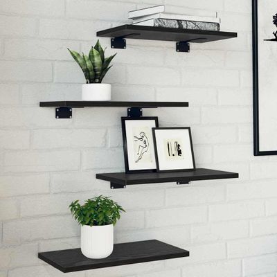vidaXL Polica na knihy 4 pcs Čierny 40 x 20 x 1,5 cm Kompozitné drevo
