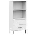 vidaXL Knižnica s 2 zásuvkami biela 60x35x128,5 cm masívne drevo OSLO