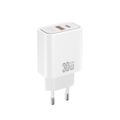 XO sieťová nabíjačka CE42 PD 30W 1x USB-C 1x USB biela