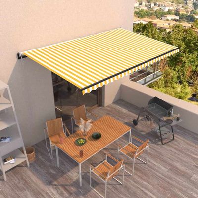 vidaXL Automaticky zaťahovacia markíza 500x300 cm žltá a biela