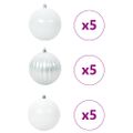 vidaXL Vianočná guľa sada XL 15 ks Biela Ø 10 cm Plast