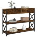 vidaXL Konzolový stolík dymový dub 100x28x75 cm kompozitné drevo