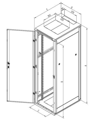 Triton 19" rozvádzač stojanový 42U/600x1000, sklenené dvere, čierna