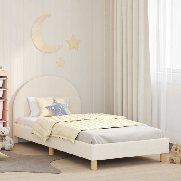 vidaXL Detský rám na posteľ s čelom Krémová 90 x 200 cm Bouclé