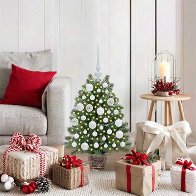 vidaXL Umelý vianočný stromček s 150 LED-i Zelená 75 cm PE a PVC