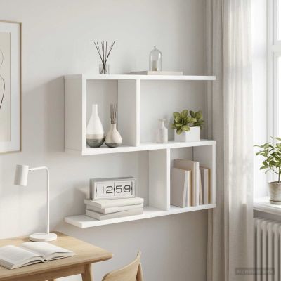vidaXL Stenná polica Biela 60 x 12 x 50,5 cm Kompozitné drevo