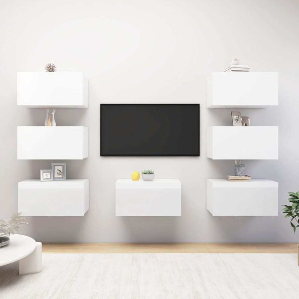 vidaXL TV skrinky 7 ks vysokolesklé biele 30,5x30x60 cm drevotrieska
