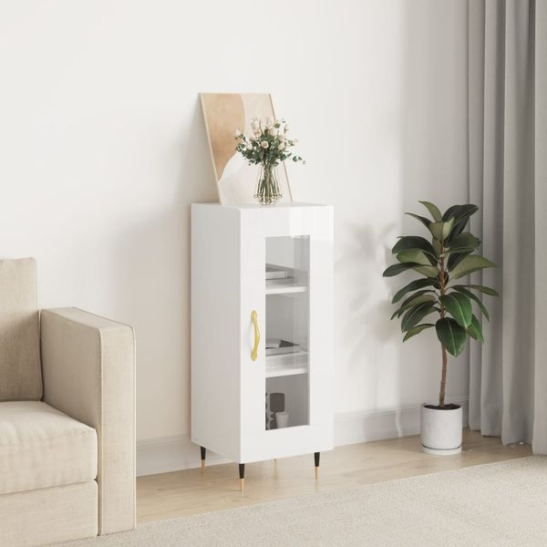 vidaXL Komoda lesklá biela 34,5x34x90 cm spracované drevo