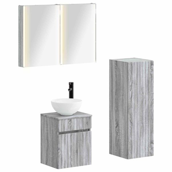 vidaXL Sada kúpeľňového nábytku 4 pcs Sivý Sonoma
