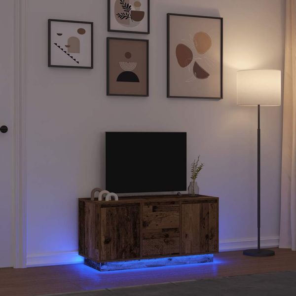 vidaXL TV skrinka s LED svetlami staré drevo 100x41x50 cm