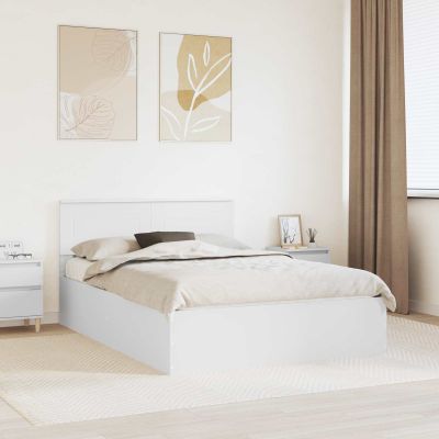 vidaXL Rám postele s čelnou doskou Biela 150 x 200 cm Kompozitné drevo