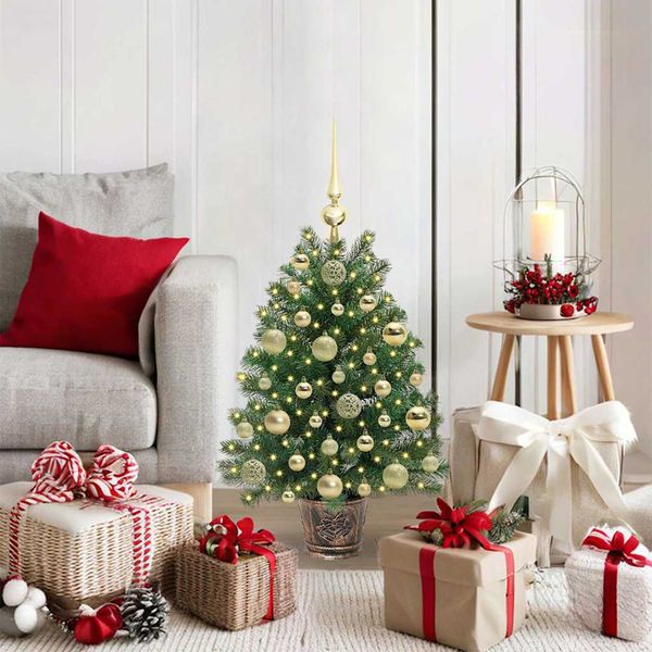 vidaXL Umelý vianočný stromček s 150 LED-i Zelená 75 cm PE a PVC