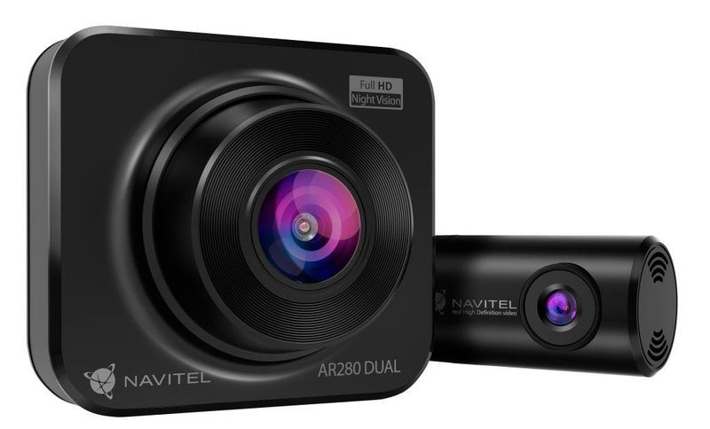 NAVITEL AR280 DUAL moderná kompaktná autokamera so zadnou kamerou na sledovanie situácie za autom
