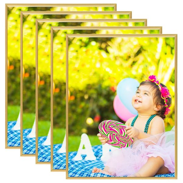 vidaXL Fotorámiky na stôl, koláž 5 ks, zlaté 20x25 cm, MDF