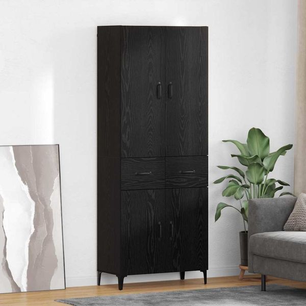 vidaXL Highboard Čierny dub 69,5 x 34 x 180 cm Kompozitné drevo