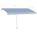 vidaXL Ručne zaťahovacia markíza s LED 400x350 cm modrá a biela